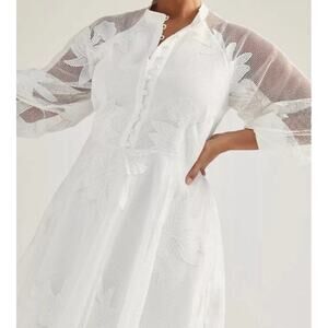 Anthropologie Mare Mare Ivory Sabine Embroidered Mini Dress Size S MSRP $178